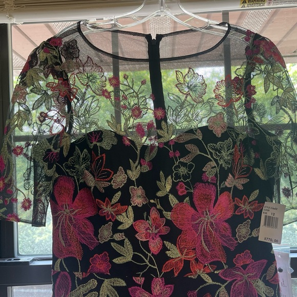 Teri Jon by Ricki Freeman Floral Embroidered A-Line Dress Size 12 - Picture 4 of 8